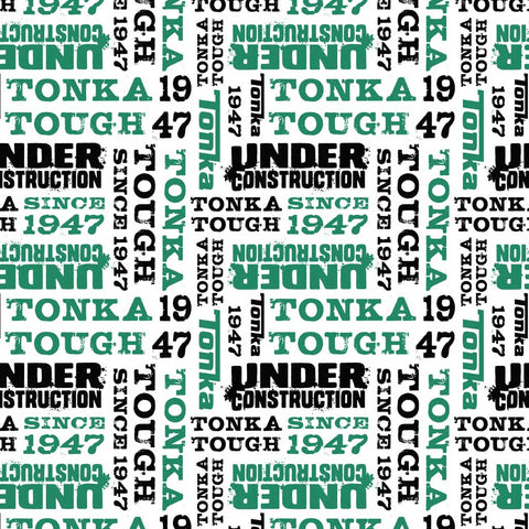 Pattern of 'Under Construction' and other text in green and black on a white background