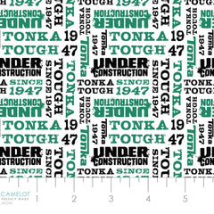 Pattern of 'Under Construction' and other text in green and black on a white background with ruler