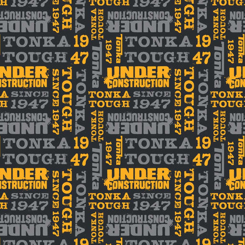 Pattern of 'Under Construction' and other text in yellow and gray on a black background