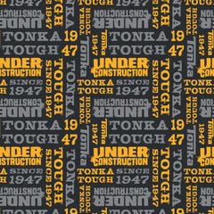 Pattern of 'Under Construction' and other text in yellow and gray on a black background