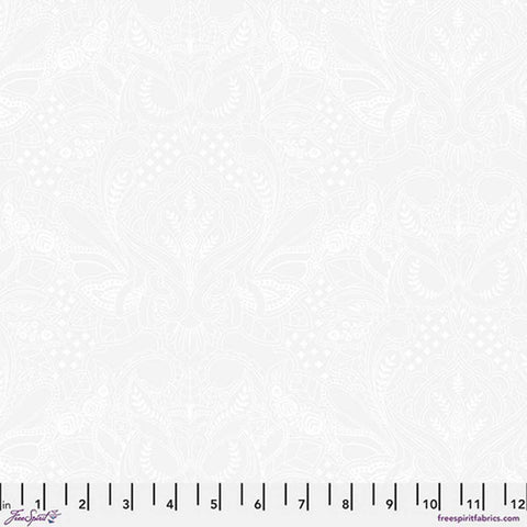 White-on-white owl print with ruler