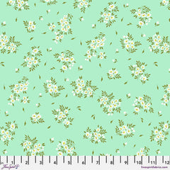 Green ditzy flower blender print with ruler