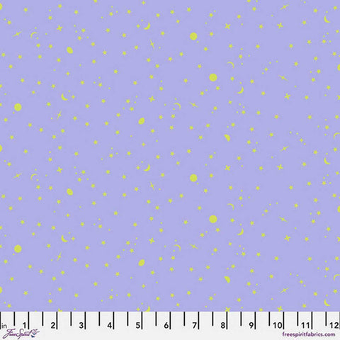 Purple background with moon and stars blender print with ruler