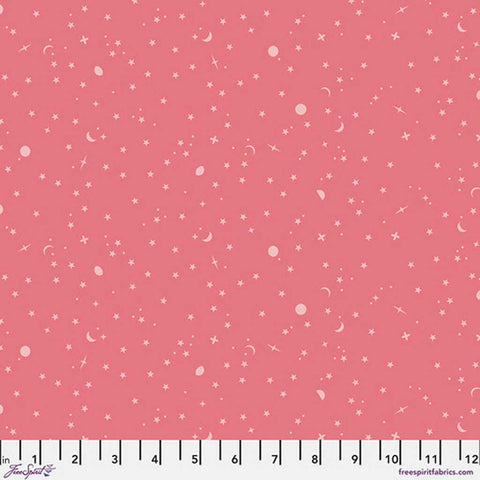 Dark pink background with moon and stars blender print with ruler