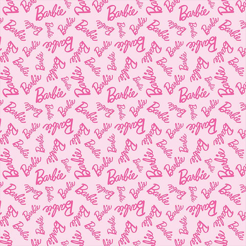 Barbie Girl Logo Toss Blush Cotton Fabric