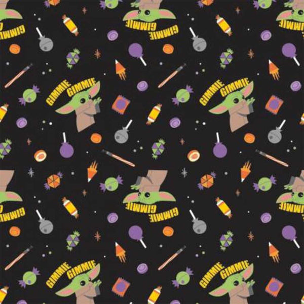 2 Yard Precut <br> Black Halloween Star Wars <br> Gimme Candy