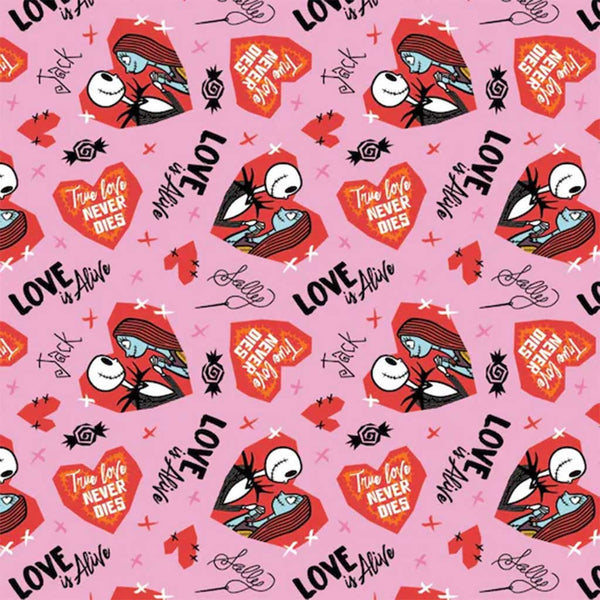 2 Yard Precut <br> Character Valentines Day <br> Nightmare Before Christmas Pink