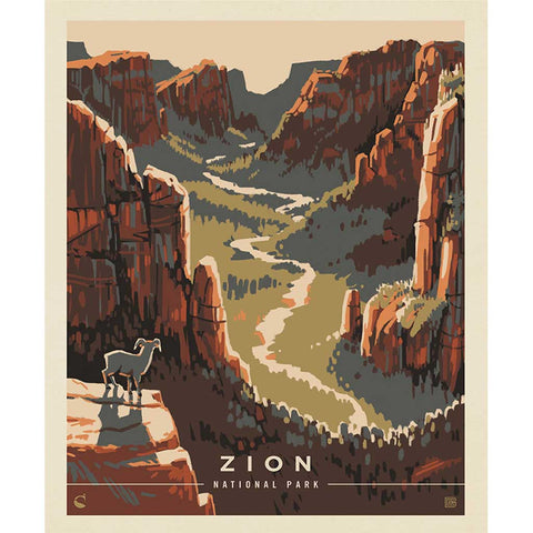 National Parks Zion Poster Panel Cotton Fabric