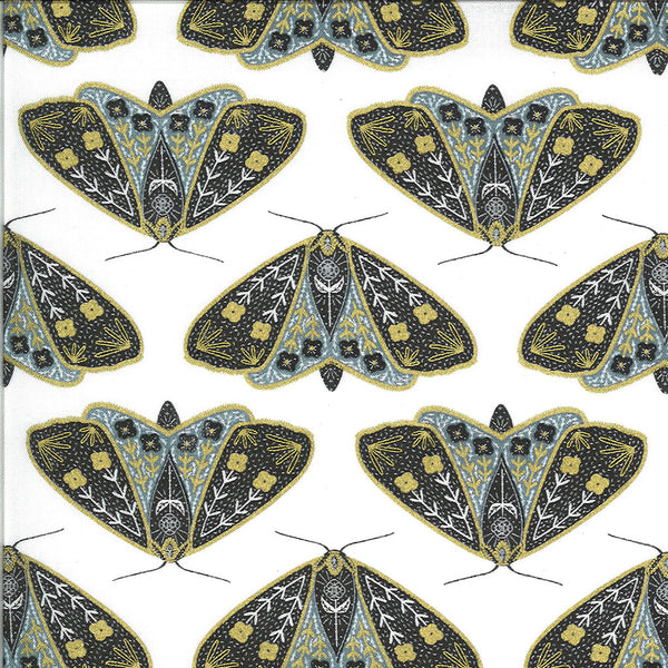 Dwell in Possibility <br> Dainty Moths Ivory Sky Metallic