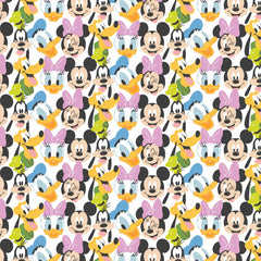 Mickey Mouse Play All Day Here Comes the Fun White Cotton Fabric