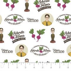 The Office Cotton Fabric Schrute Business White