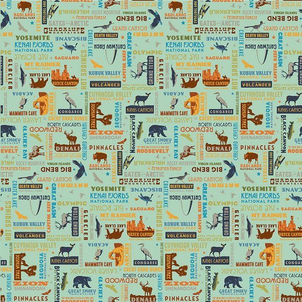 National Parks <br> Word Print Sea Green