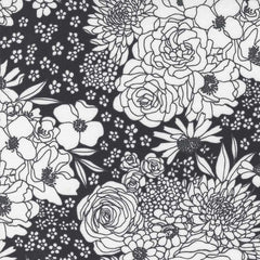 black and white floral cotton fabric