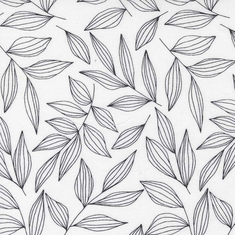 black and white leaf cotton fabric