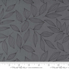 gray and black leaf floral cotton fabric