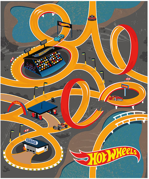 Hot Wheels Classic <br> Race Track Canvas Panel Yellow