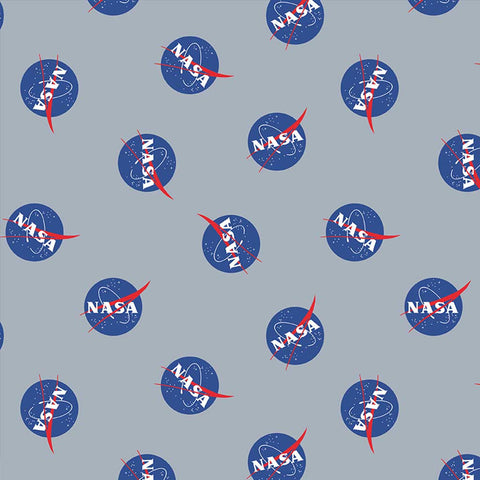NASA Cotton Fabric Logo Gray