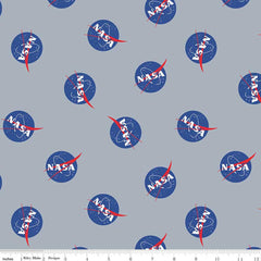 NASA Cotton Fabric Logo Gray