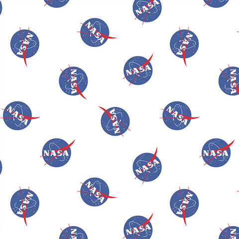 NASA cotton fabric logo white